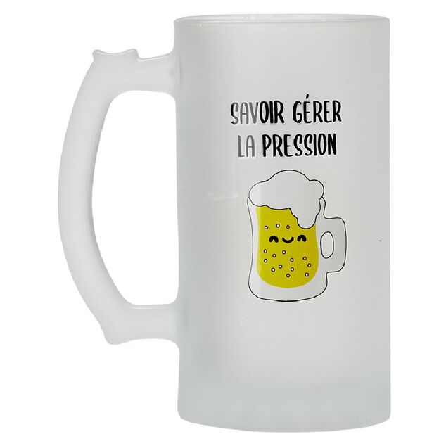 Chope en verre imprim&eacute; bi&egrave;re humour