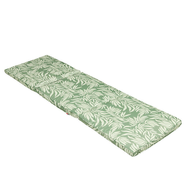 Coussin bain de soleil Oxford motif feuillage vert et beige 185x55xH4cm