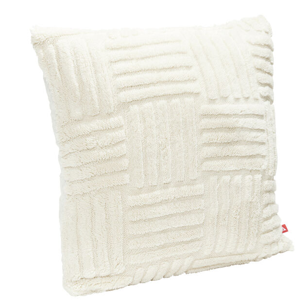 Housse de coussin effet tiss&eacute; fausse fourrure lapin 45x45cm cr&egrave;me