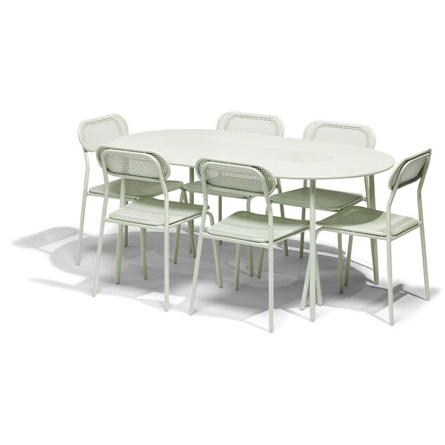 Table de jardin 6 personnes Faro m&eacute;tal vert 160x90xH74cm