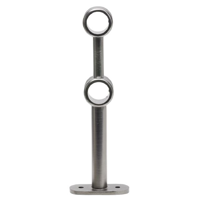 Support double extensible m&eacute;tal gris pour tringle &Oslash;2xL17,5/20cm