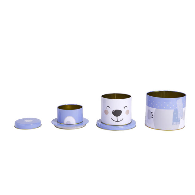 Boîte alimentaire Noël métal 3 compartiments Ø13,5xH26cm (2 modèles)