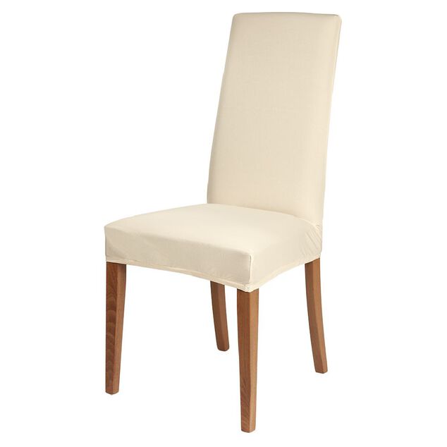Housse de chaise microfibre extensible beige 40x40xH45cm