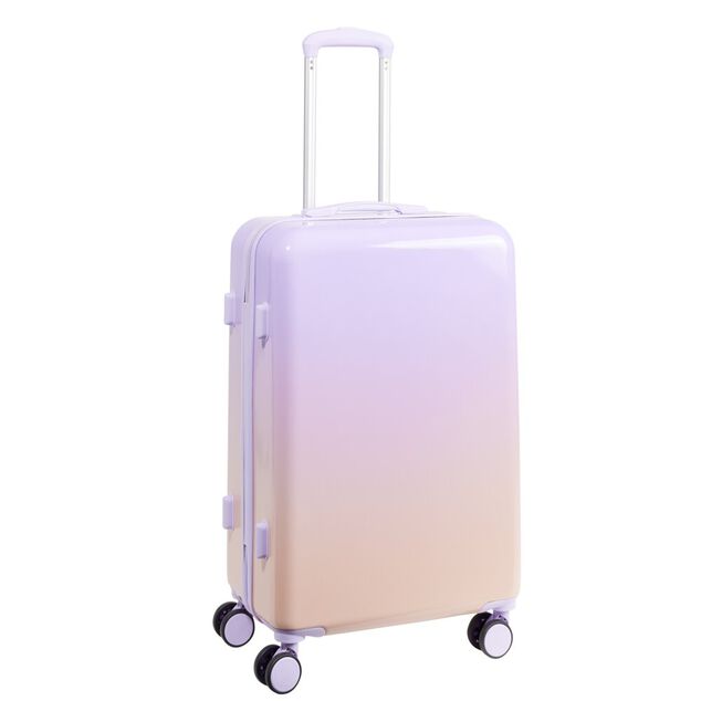 Valise cabine 32L trolley 4 roulettes d&eacute;grad&eacute; violet et rose 35x20xH55cm