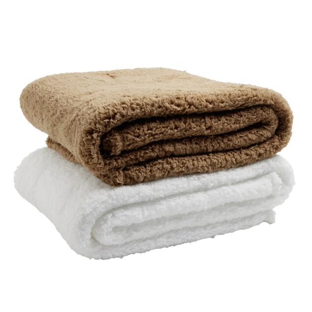 Plaid sherpa brun L130x160cm