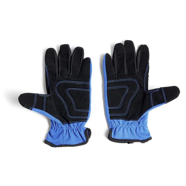 Gants m&eacute;canicien coton et cuir taille unique bleu