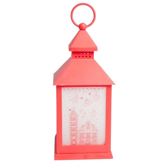 Lanterne rouge lumineuse 1LED blanc chaud H23cm