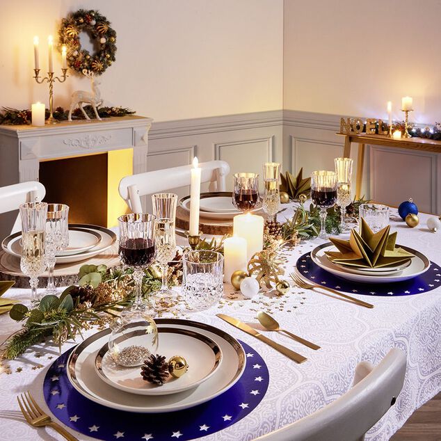 Lot de 4 sous-assiettes jetables bleues