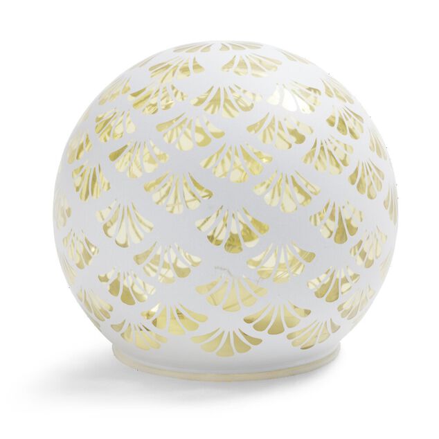 Boule d&eacute;co LED verre et m&eacute;tal blanche &Oslash;12cm