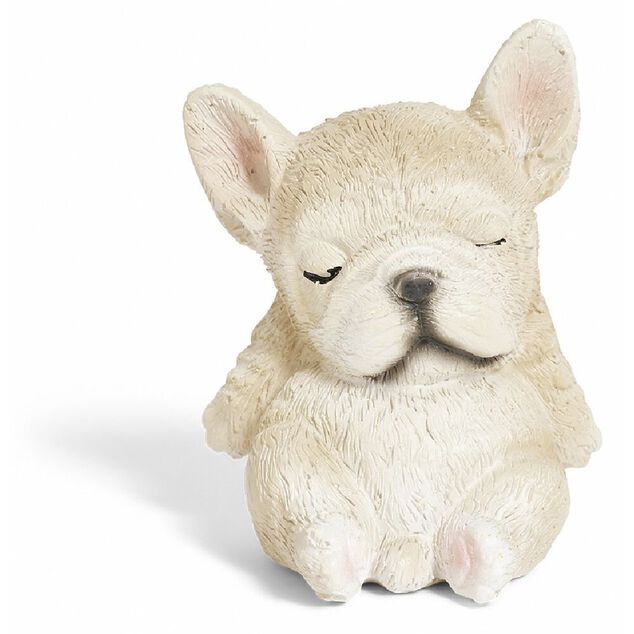 Figurine chiot endormi plastique gris H.6,5cm