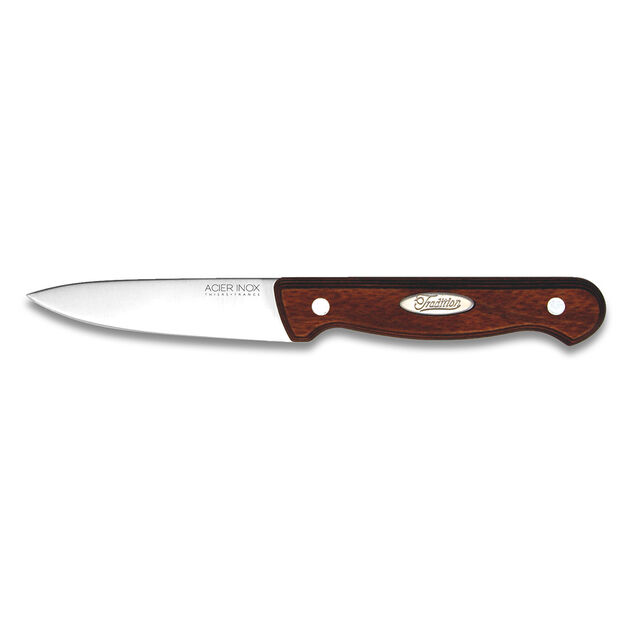 Couteau office inox pleine soie manche bois backelis&eacute;