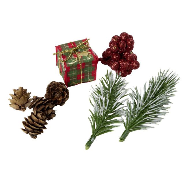 D&eacute;coration de table nature et cadeau No&euml;l L2X2XH3 cm rouge