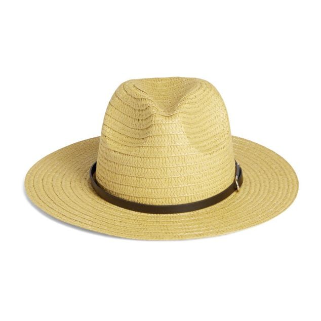 Chapeau papier tress&eacute; beige et noir T56/58