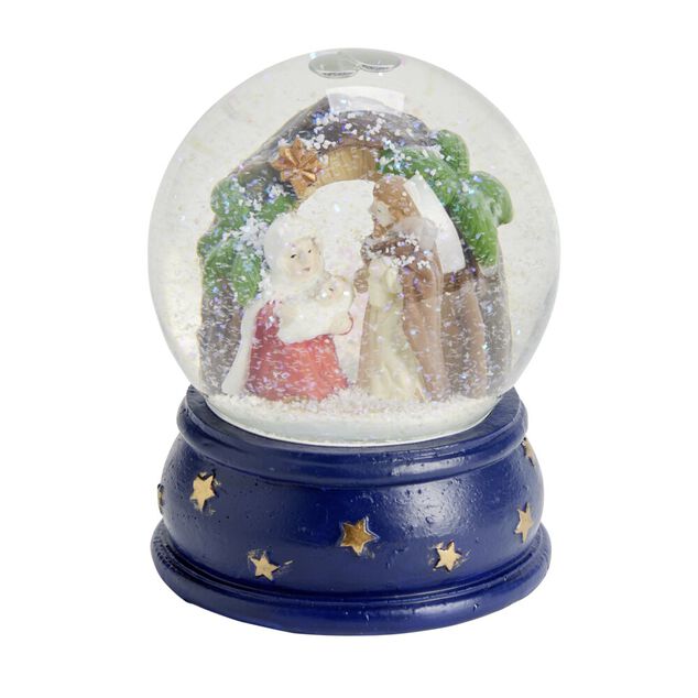 Boule à neige crèche de Noël polyrésine dorée ou bleue Ø10xH13cm (2 modèles)