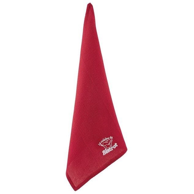 Torchon brod&eacute; La cuisine du Bistrot rouge x 2