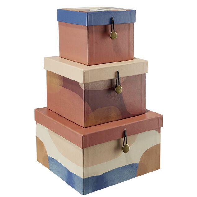 Bo&icirc;te de rangement carr&eacute;e d&eacute;co x3