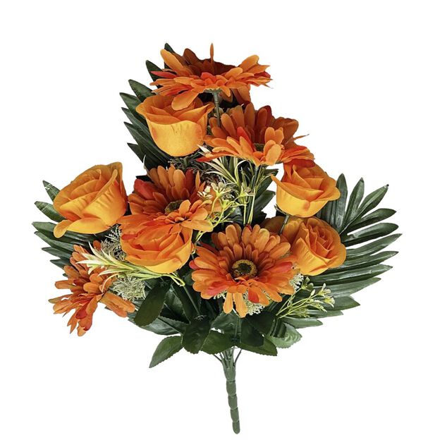 Fleur artificielle piquet rose/gerbera orange &Oslash;22xH43cm