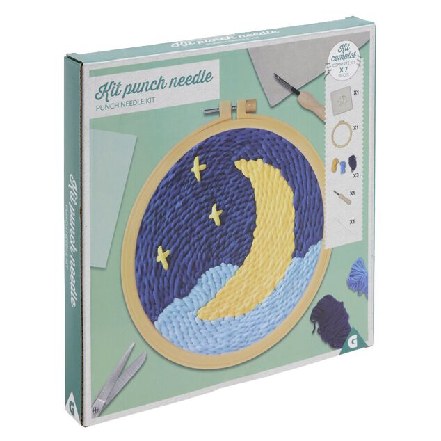 Kit de crochet avec support rond bois et laine 25x9x6cm - plusieurs mod&egrave;les