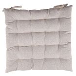 Galette de chaise carr&eacute;e motif botanique beige 40x40cm