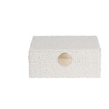 Bo&icirc;te &agrave; bijoux en bois rev&ecirc;tement tissu bouclette blanc
