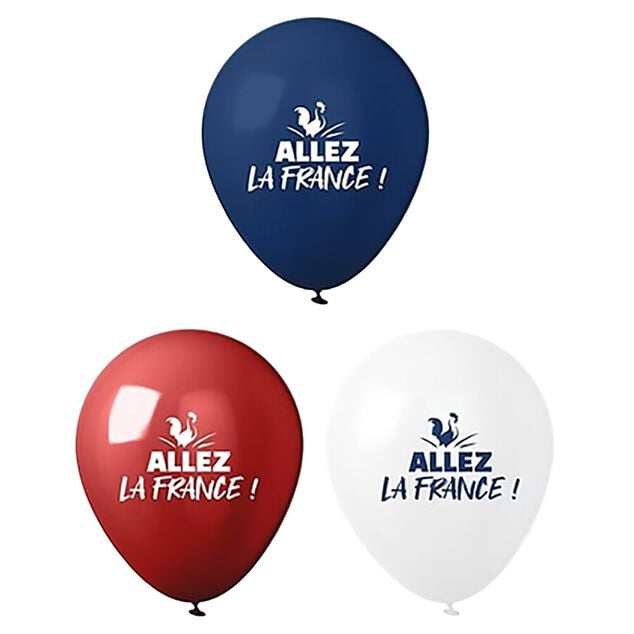 Ballons Cocorico x6 Allez la France bleu blanc rouge L30cm