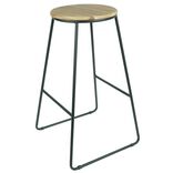 Tabouret de bar bois et m&eacute;tal noir &Oslash;40xH70,5cm