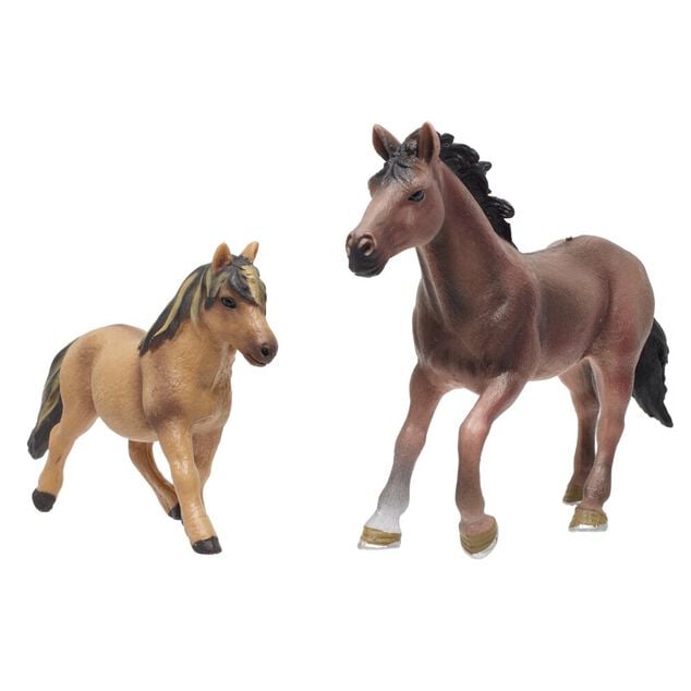Figurine jument avec son poulain animaux plastique vert 10x3xH9,5cm