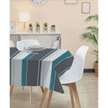 Nappe rectangulaire toile cir&eacute;e carreau de ciment gris et bleu