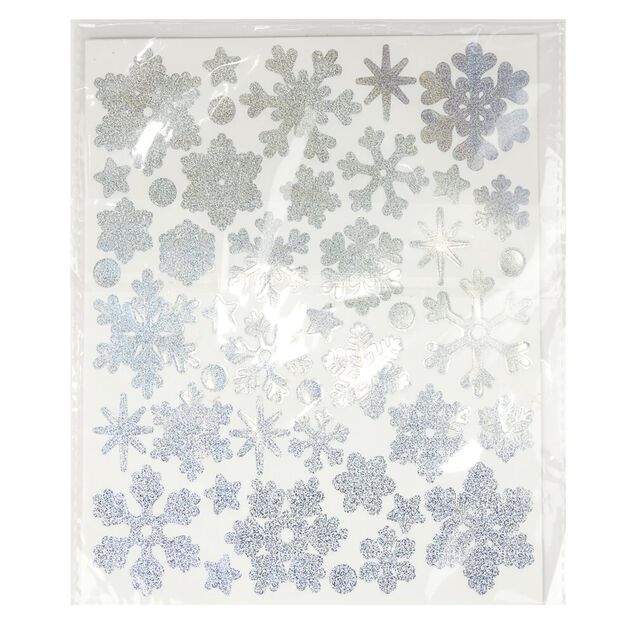 Planche d'autocollants de no&euml;l X3 flocon papier et plastique L23X20X&eacute;p.0,1 cm (2 mod&egrave;les dor&eacute; ou argent&eacute;)