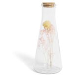 Pot avec fleur s&eacute;ch&eacute;e jaune et rose &Oslash;8xH19cm