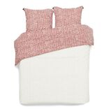 Parure de lit 2 personnes 220x240cm réversible motifs et pompons