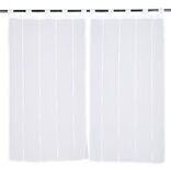 Vitrage droit &agrave; passants effet lin rayure blanc x2