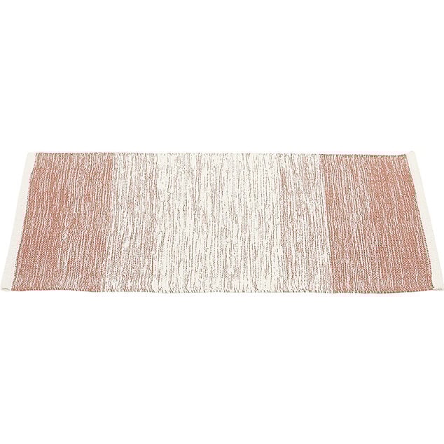 Tapis rectangulaire d&eacute;grad&eacute; rayure blanche et rouge teck