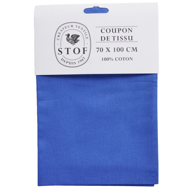 Coupon tissu coton 70x100cm bleu