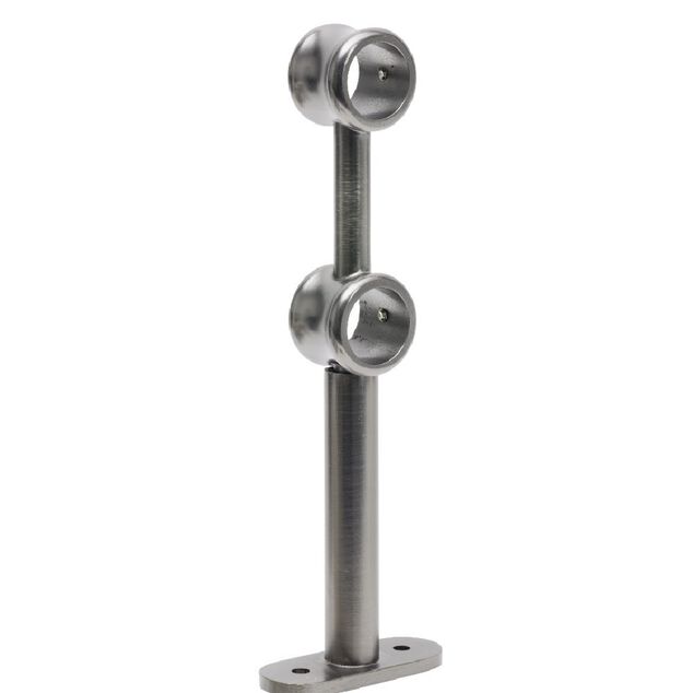 Support double extensible m&eacute;tal gris pour tringle &Oslash;2xL17,5/20cm