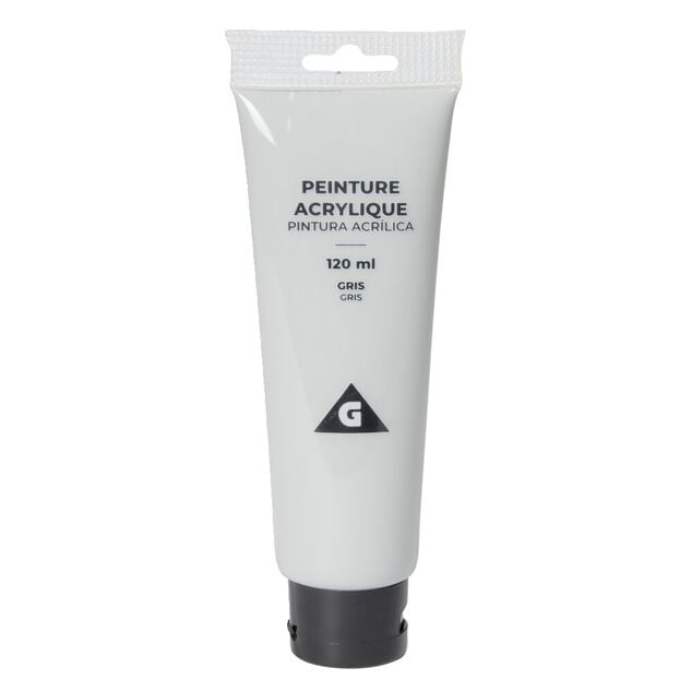 Tube peinture acrylique 120ml gris