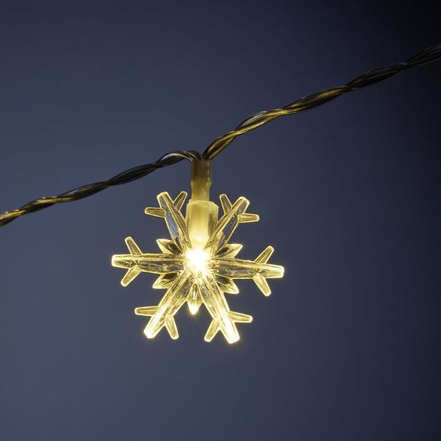 Guirlande de No&euml;l 40 LED flocon blanc chaud L309cm
