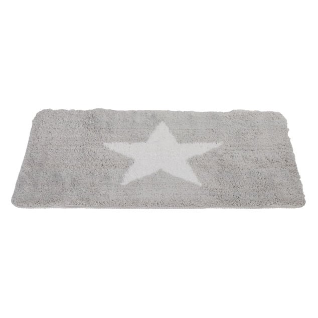 Tapis salle de bain gris motif &eacute;toile 45x75 cm