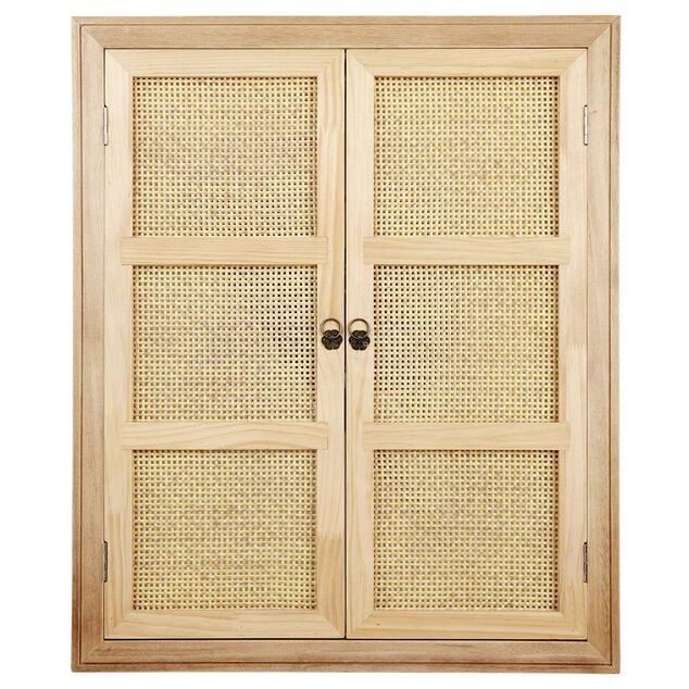 Miroir &agrave; volets persienne cannage en rotin