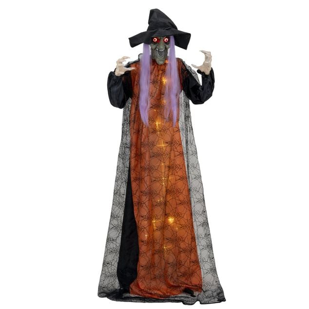 D&eacute;coration Halloween automate sorci&egrave;re anim&eacute;e son et lumi&egrave;re H160cm