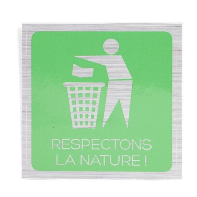 Signal&eacute;tique adh&eacute;sive "Respectons la nature" - 8x8 cm