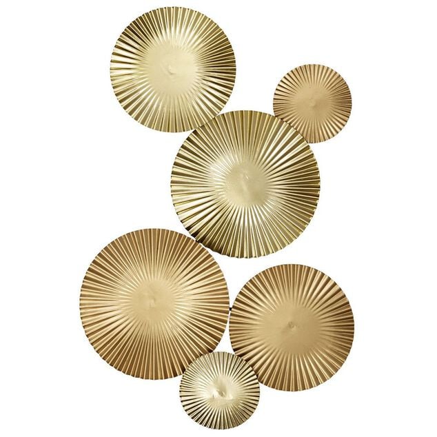 D&eacute;coration murale Cercles en m&eacute;tal stri&eacute; dor&eacute; L81,5 cm