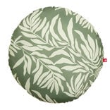 Coussin rond motif feuillage vert et beige &Oslash;40x&eacute;p12cm