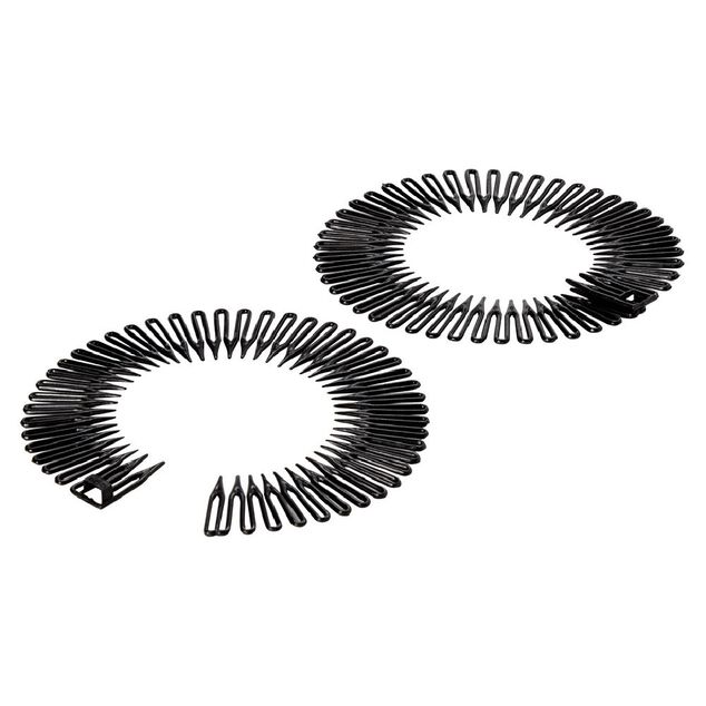 Serre t&ecirc;te zig zag plastique noir brillant x2