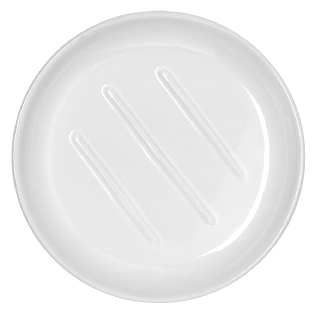 Porte-savon c&eacute;ramique uni blanc
