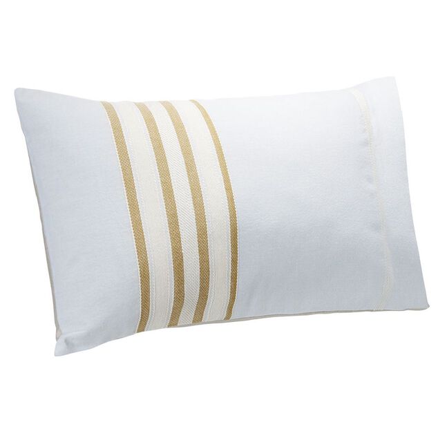 Coussin jacquard rayure bleu clair et marron 50x30cm