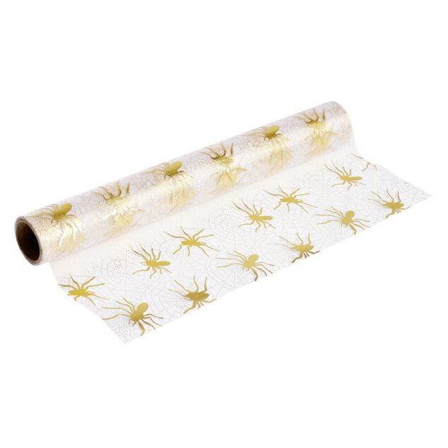 Chemin de table Halloween araignées polyamide doré 28x300cm
