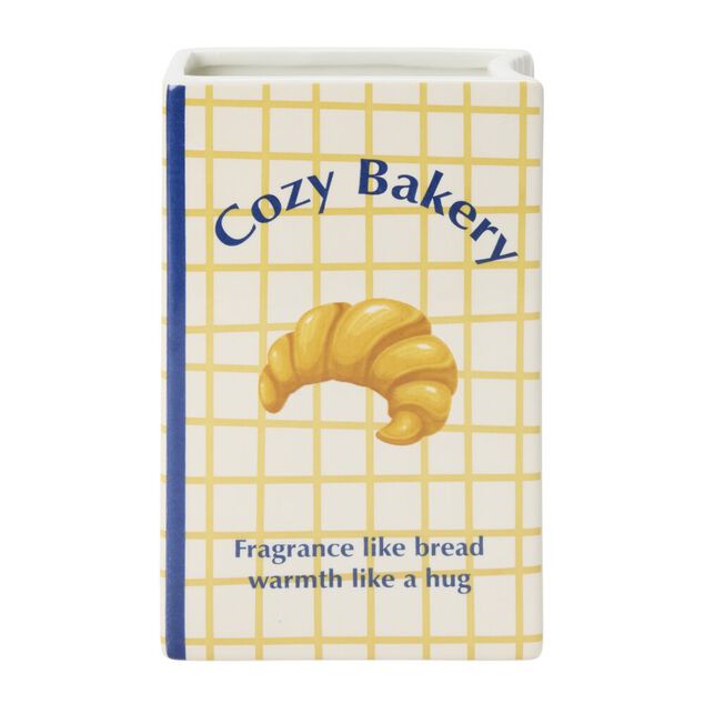Vase c&eacute;ramique forme livre breakfast 13,5x6,5xH20cm (2 mod&egrave;les croissant ou bretzel)
