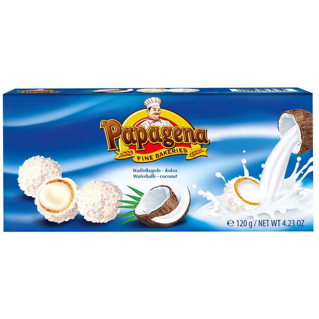 Boules de gaufrette fourr&eacute;es saveur coco - 120g