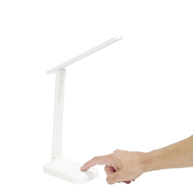 Lampe LED de bureau USB avec support t&eacute;l&eacute;phone 28x9xH26cm